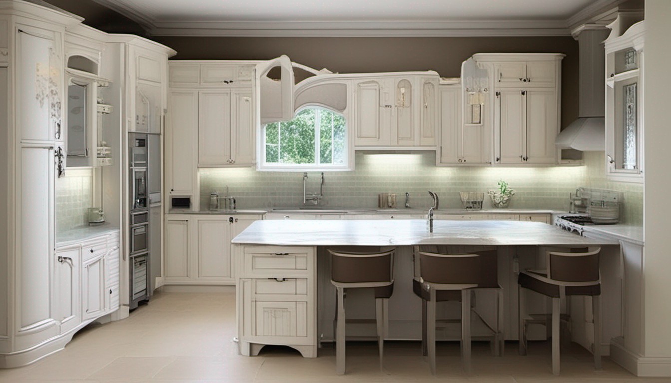 Интерьер кухни, сгенерированный нейросетью