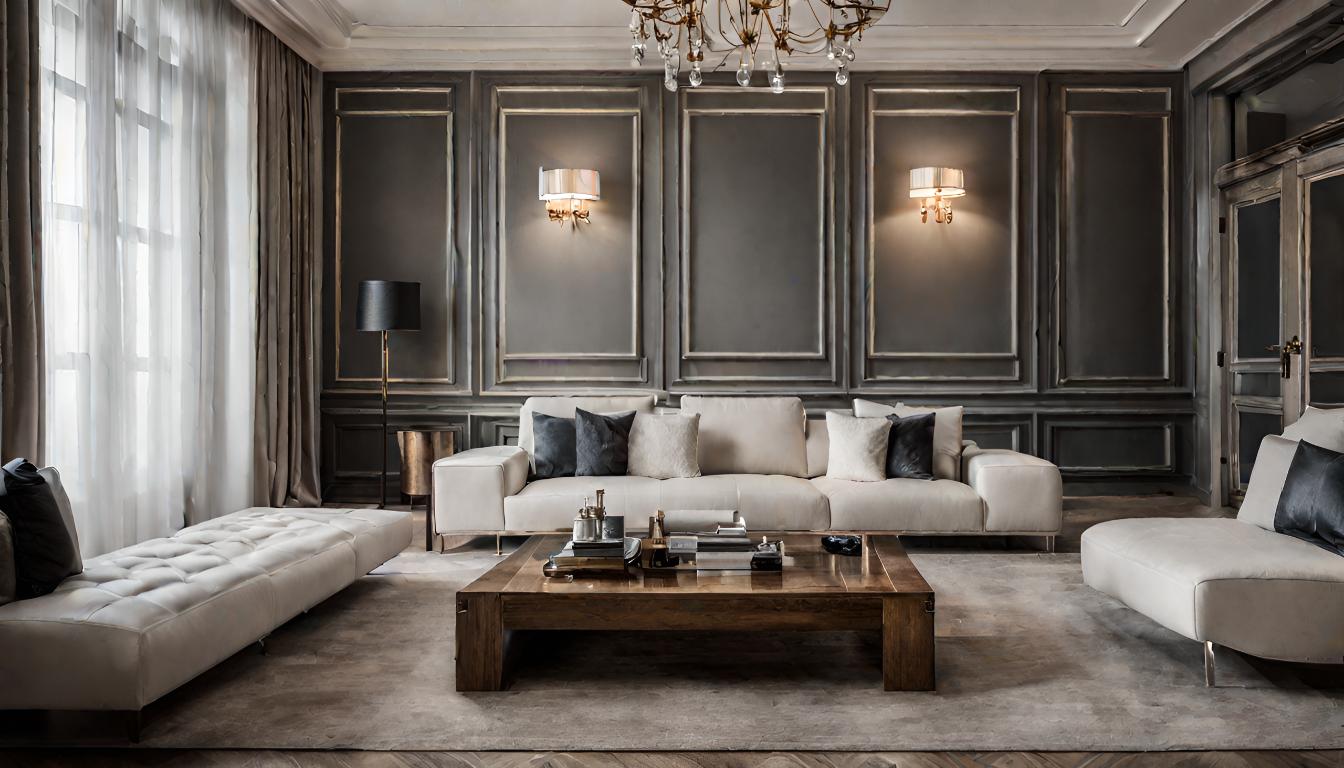 Интерьер гостиной, сгенерированный нейросетью