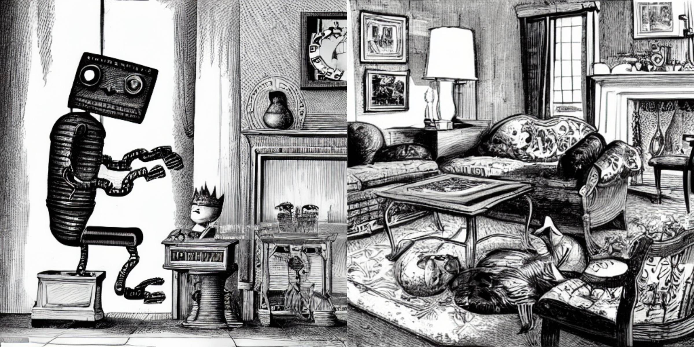 Робот делает дизайн интерьера. Стилизация под графику