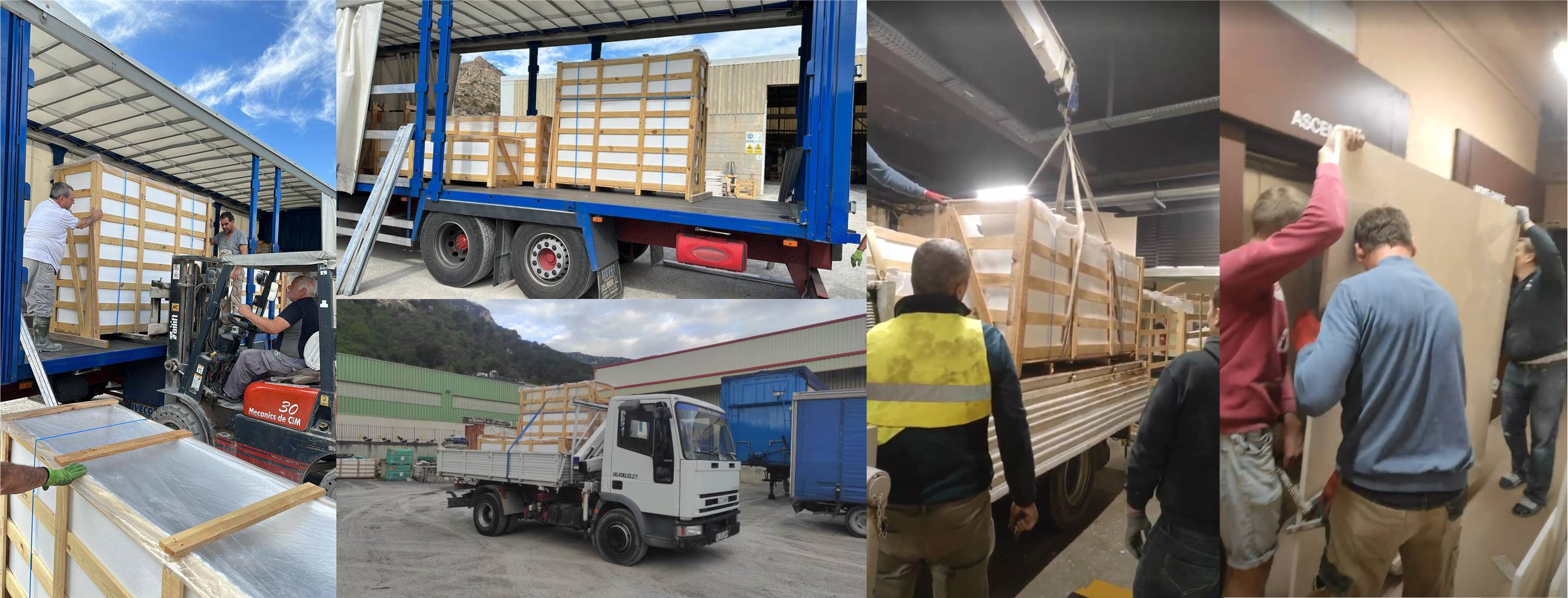 Погрузка, доставка, перегрузка в малые машины, разгрузка и подъем мрамора на этаж 