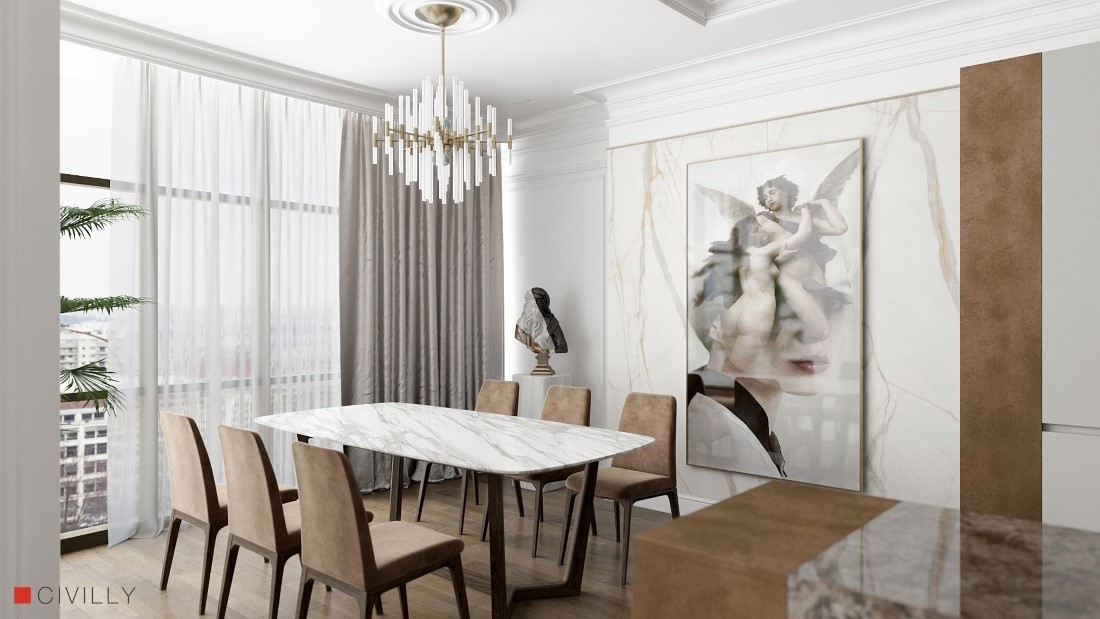 Квартира в ЖК Арк Палас: Неоклассический интерьер с элементами ар-деко