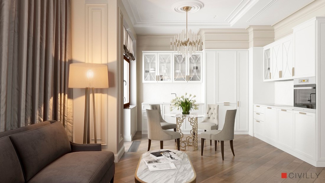 Дизайн квартиры в стиле французской классики. Одесса, ЖК &laquo;Акр Палас&raquo;