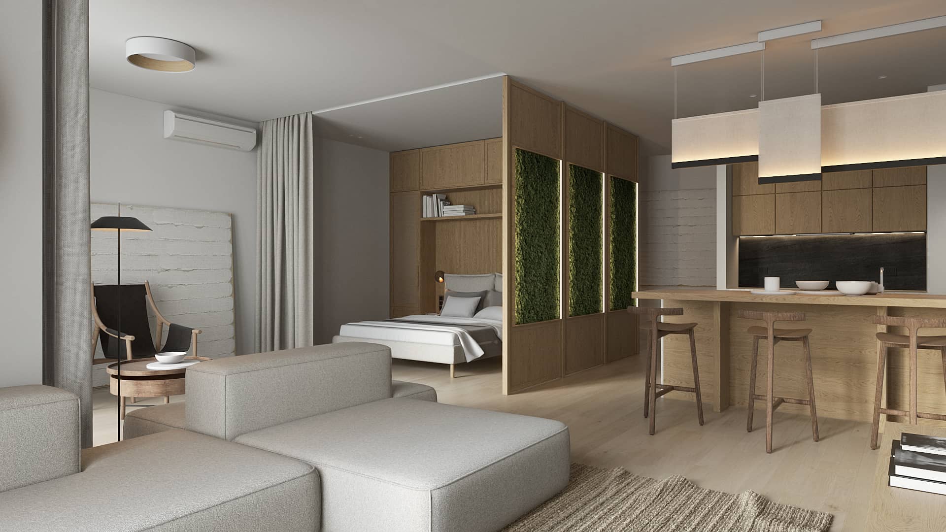 Дизайн апартаментов в стиле ваби-саби в ЖК Кандинский в Одессе