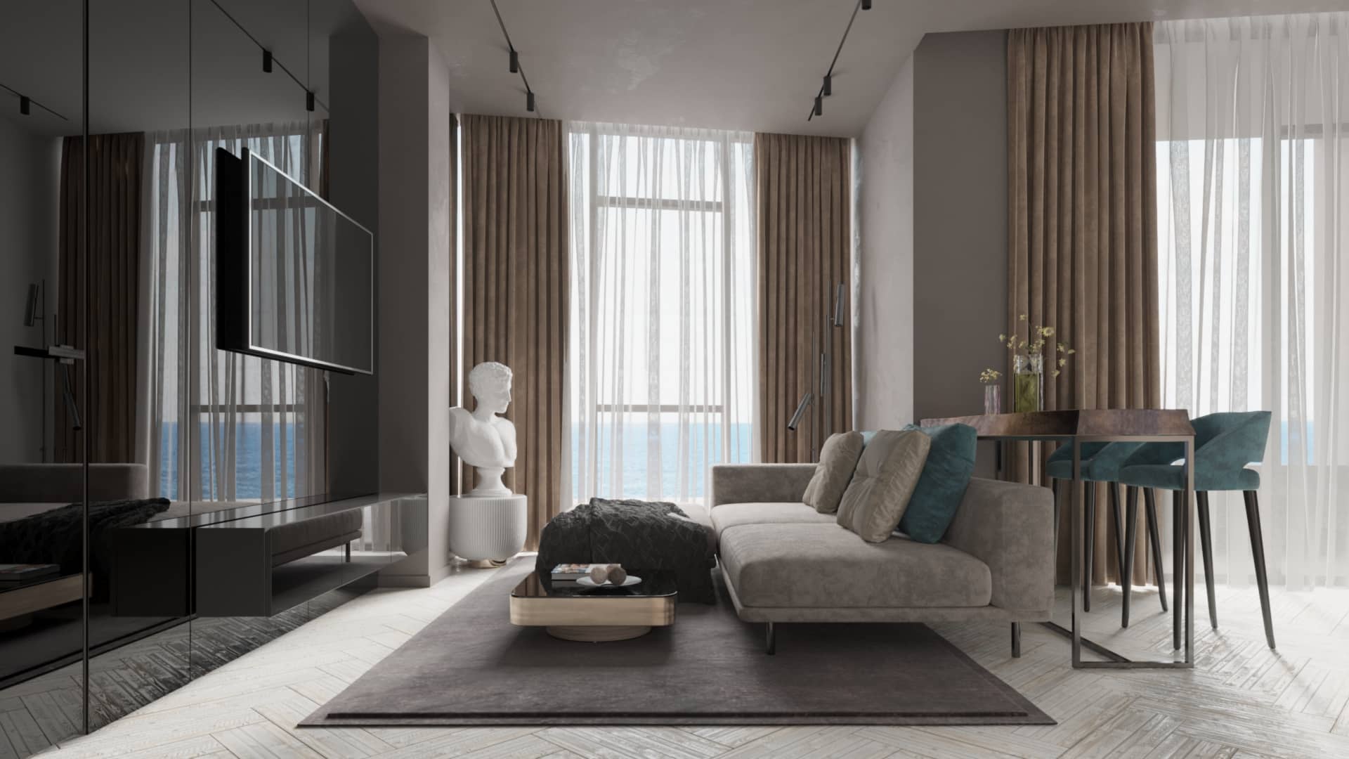 Планировка и дизайн апартаментов с видом на море в ЖК "Коста Фонтана" 