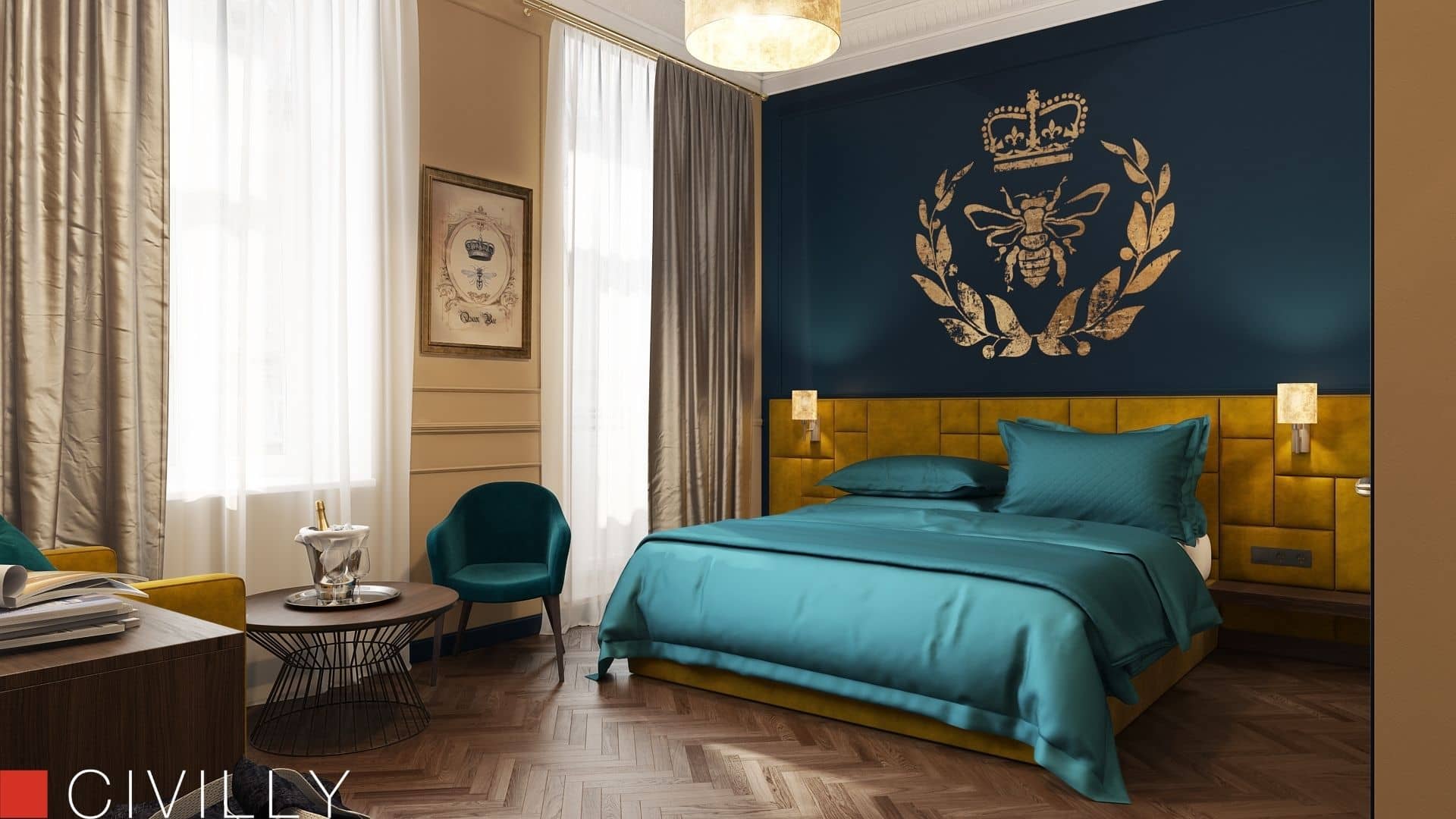 Номер Гостиницы Queen Bee: Дизайн интерьера отеля в Киеве