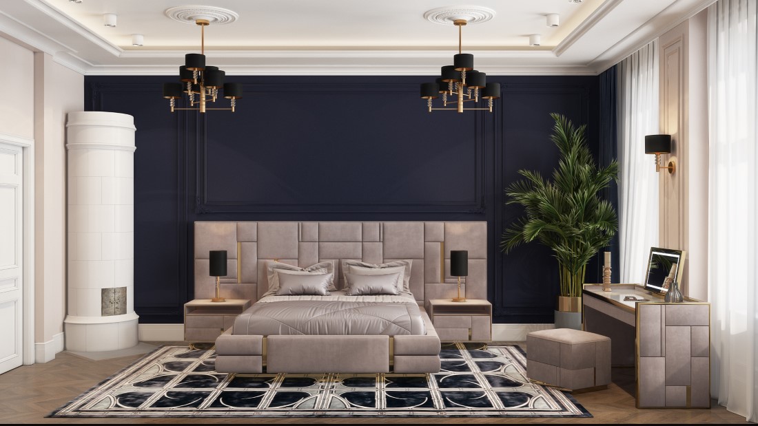 -Дизайн-проект, ремонт и производство мебели для квартиры в Стокгольме. Современная классика с нотками арт-деко