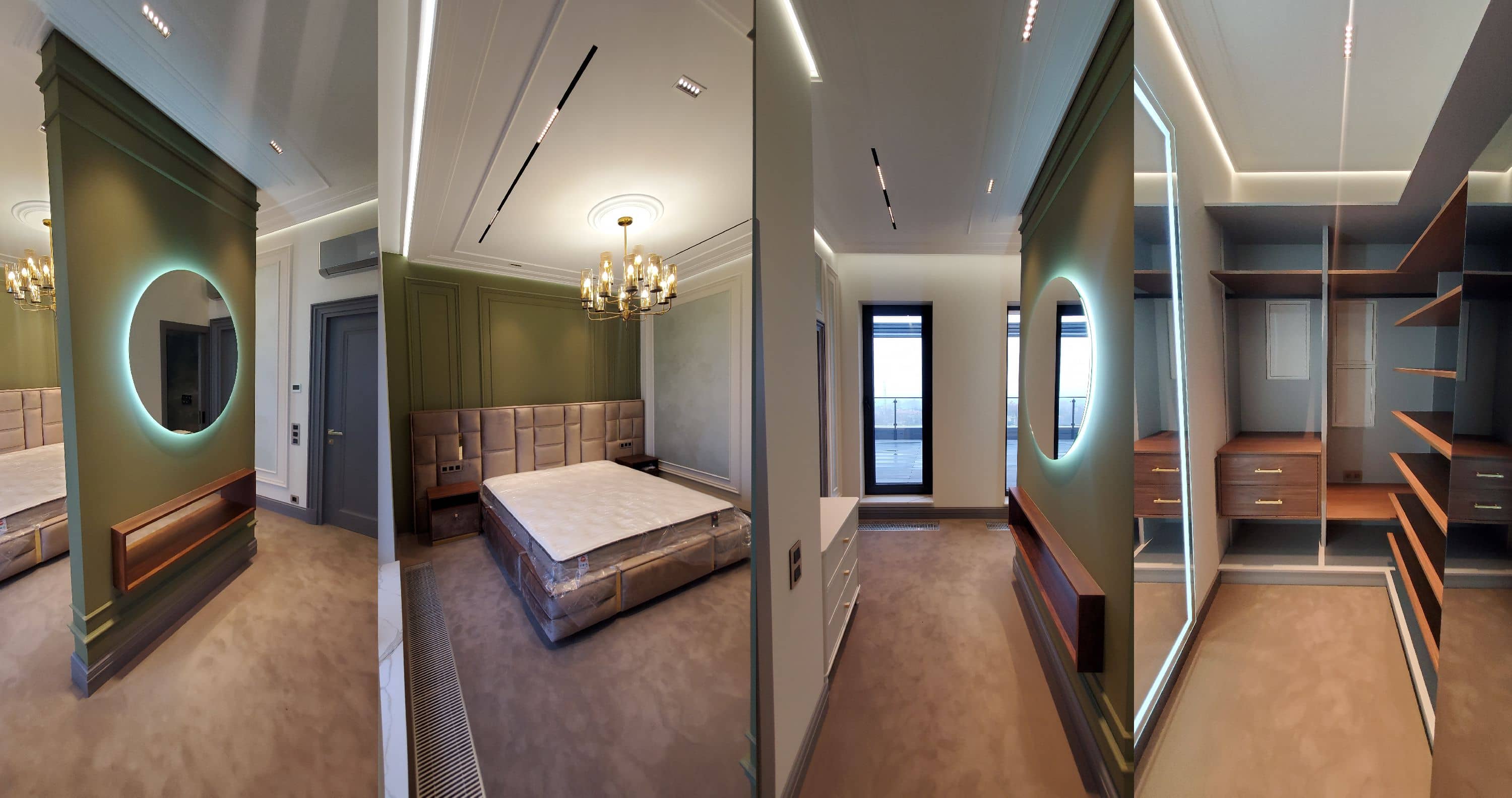 Спальня с панорамными окнами и мягкой мебелью собственного производства Civilly