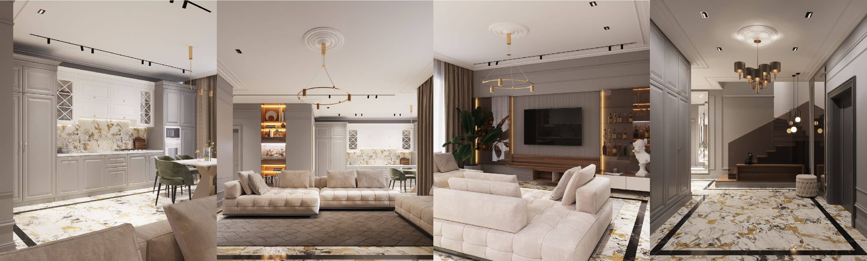 Визуализация интерьера пентхауса в ЖК Сапфир — дизайн-проект Civilly