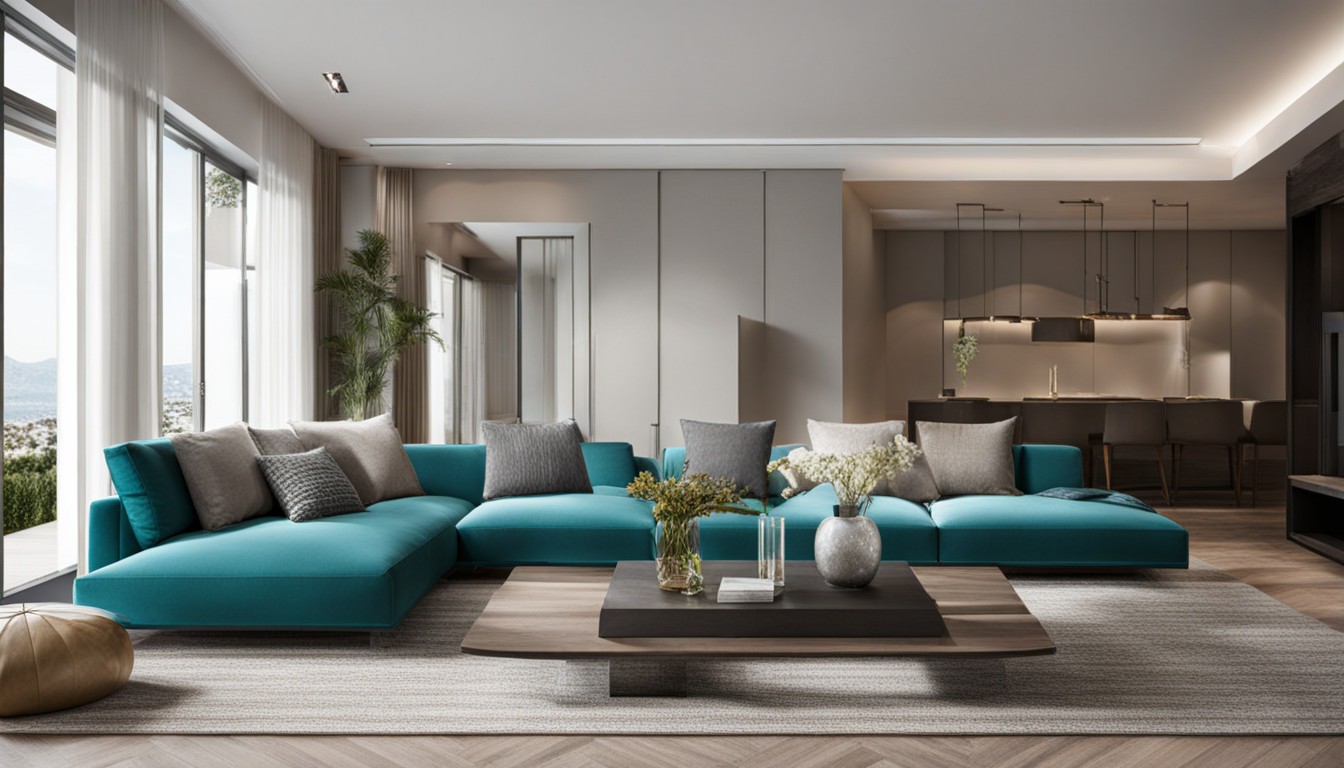 Интерьер гостиной, сгенерированный нейросетью