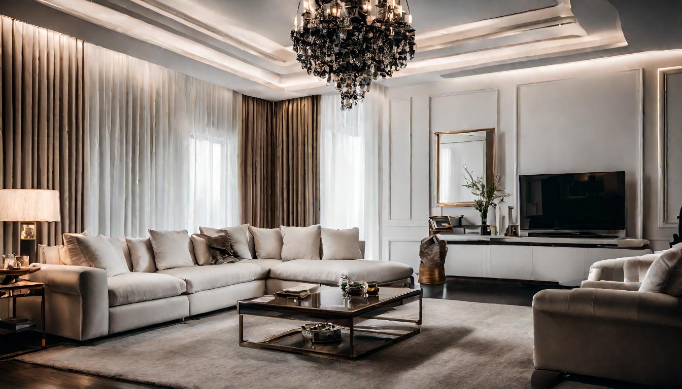 Интерьер гостиной, сгенерированный нейросетью